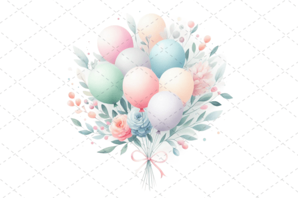 Download Festive Watercolor Balloon Bouquet - Premium Bundle