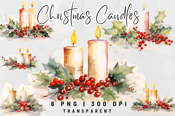 Download Watercolor Christmas Candle Clipart - Christmas candle clipart Collection
