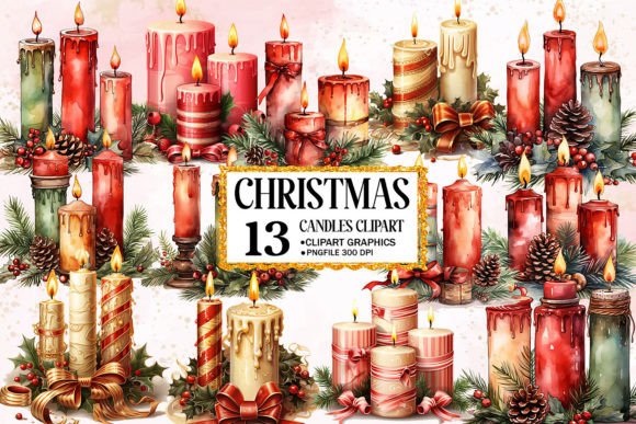 Download Watercolor Christmas Candle Clipart - Christmas candle clipart Collection