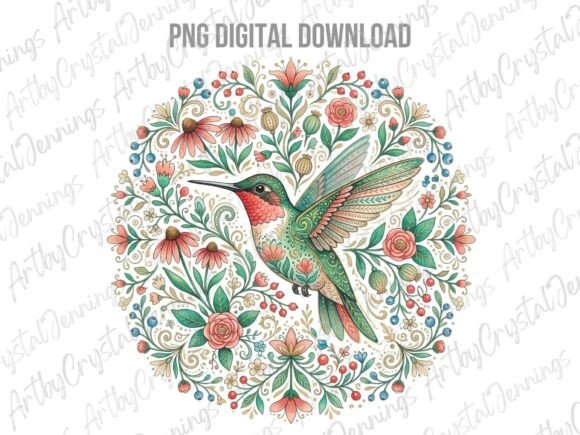 Download Floral Folk Art Hummingbird PNG - Hummingbird png Collection
