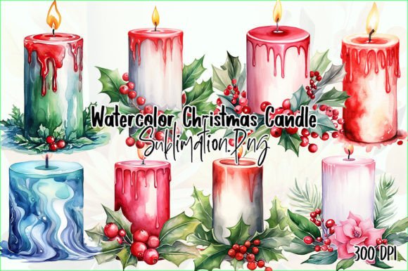 Download Watercolor Christmas Candle Clipart - Christmas candle clipart Collection