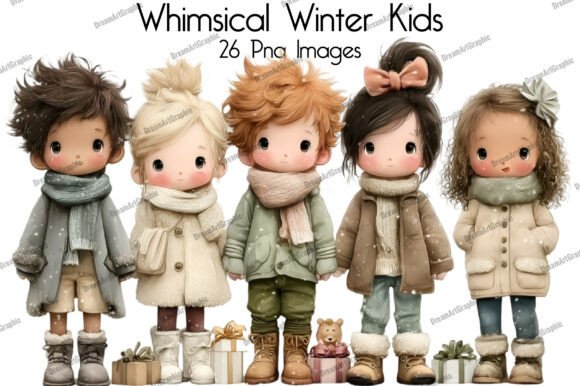 Download Whimsical Winter Kids Clipart Bundle - Kids Collection