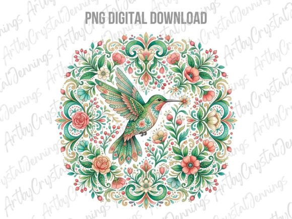 Download Floral Folk Art Hummingbird PNG - Hummingbird png Collection