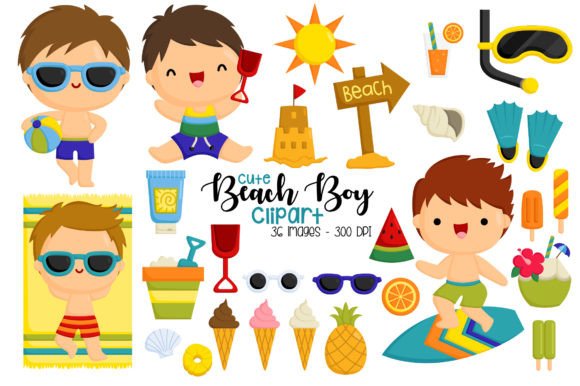 Download Cute Boy on Beach Kids Clipart - Kids Collection