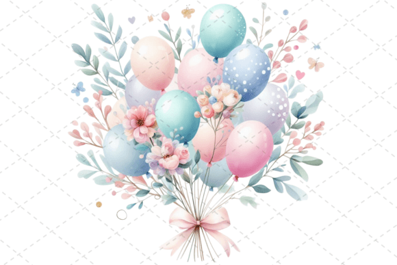 Download Festive Watercolor Balloon Bouquet - Premium Bundle