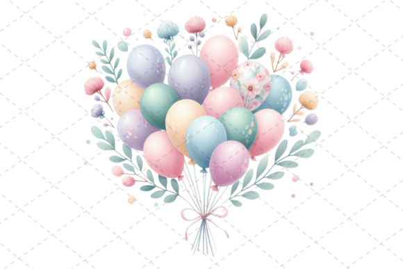Download Festive Watercolor Balloon Bouquet - Festive watercolor Collection