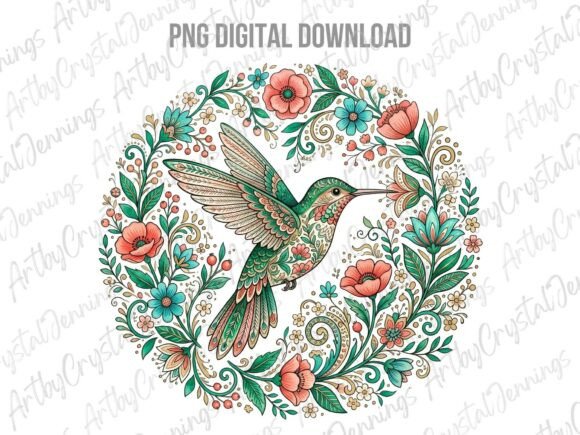Download Floral Folk Art Hummingbird PNG - Hummingbird png Collection