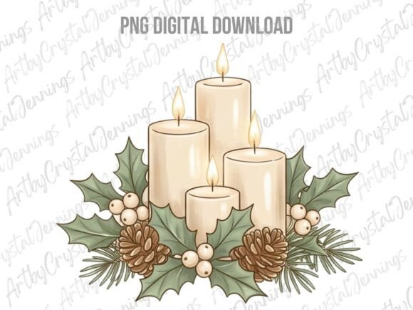 Download Watercolor Christmas Candle Clipart PNG - Christmas candle clipart Collection