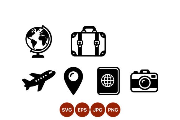 Download Travel Icon Set Airplane Camera Globe - Travel icon set Collection