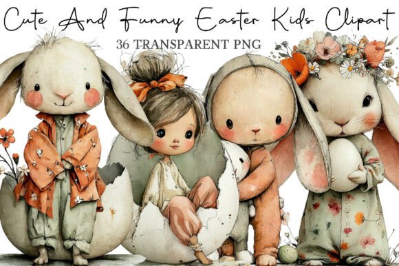Download Cute and Funny Easter Kids Clipart - Kids Collection