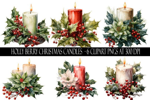 Download Holly Berry Christmas Candle Clipart - Christmas candle clipart Collection